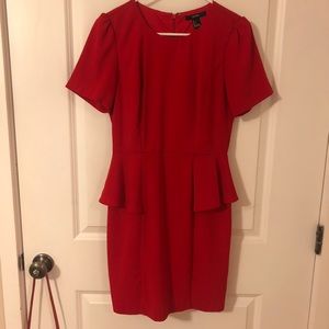 Forever 21 Red Short Sleeve Peplum Shift Dress